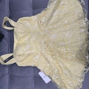 JJs House Yellow Lace Prom Dress